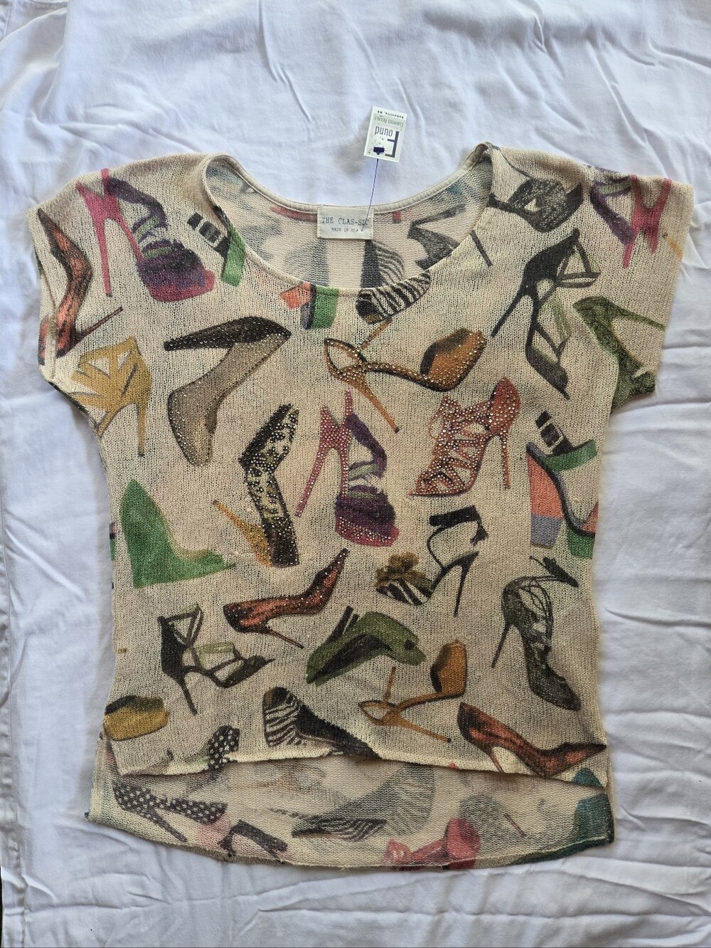 High-Heel Print Light Knit Top